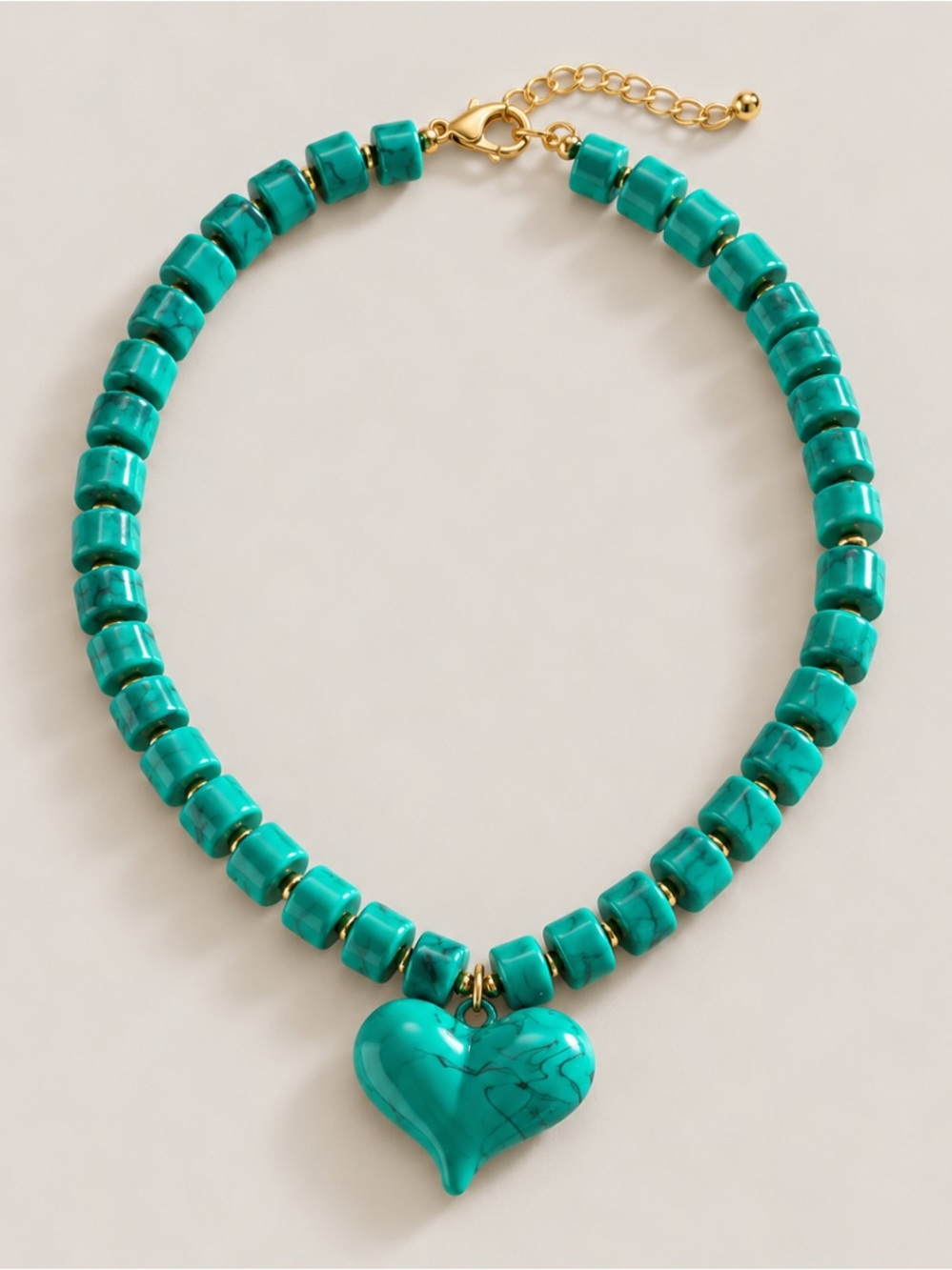 New! Turquoise Beaded Heart Dopamine Necklace NWOT